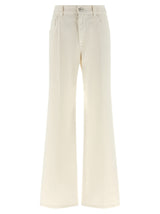 Brunello Cucinelli White Cotton Relaxed Fit Jeans