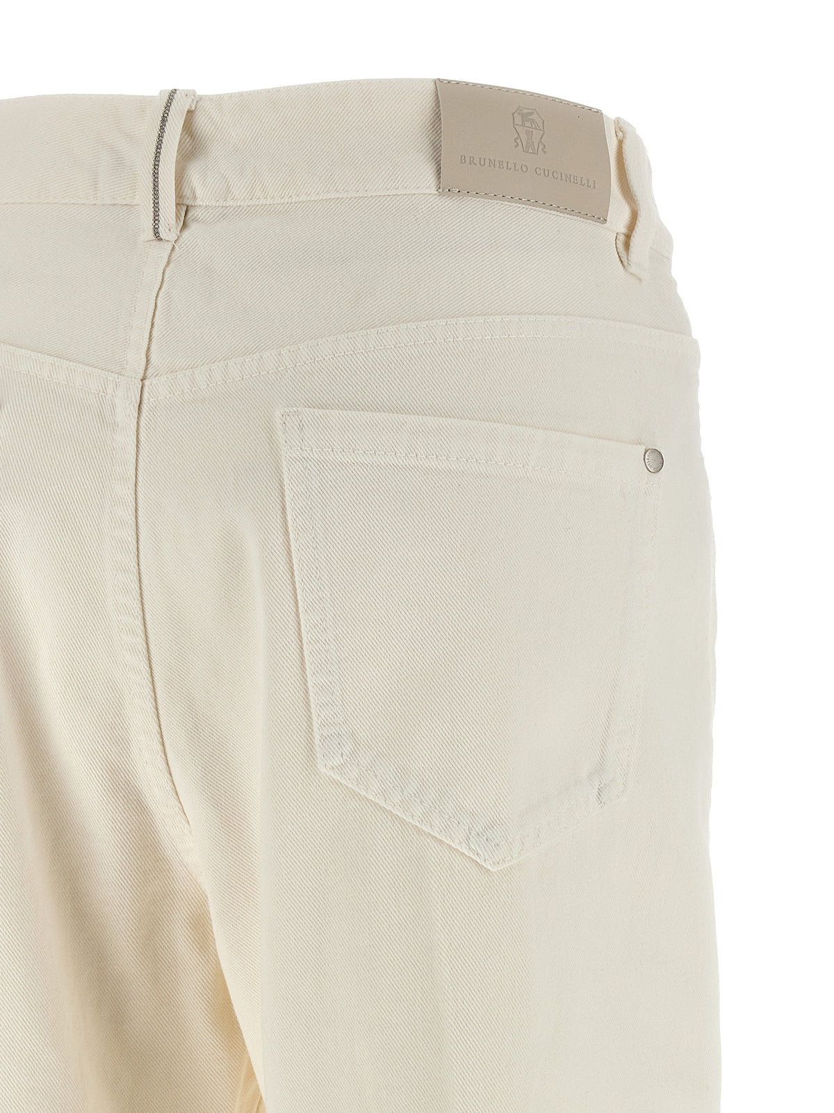 Brunello Cucinelli White Cotton Relaxed Fit Jeans