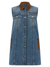 Robe Courte en Coton Bleu Versace