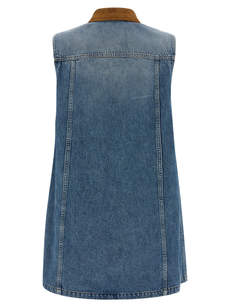 Robe Courte en Coton Bleu Versace
