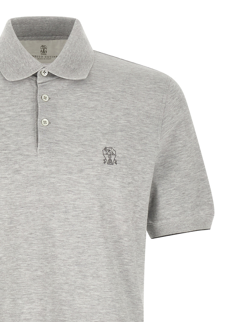 Brunello Cucinelli Gray Cotton Polo Shirt