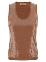 Twinset Brown Cotton Sleeveless T-Shirt