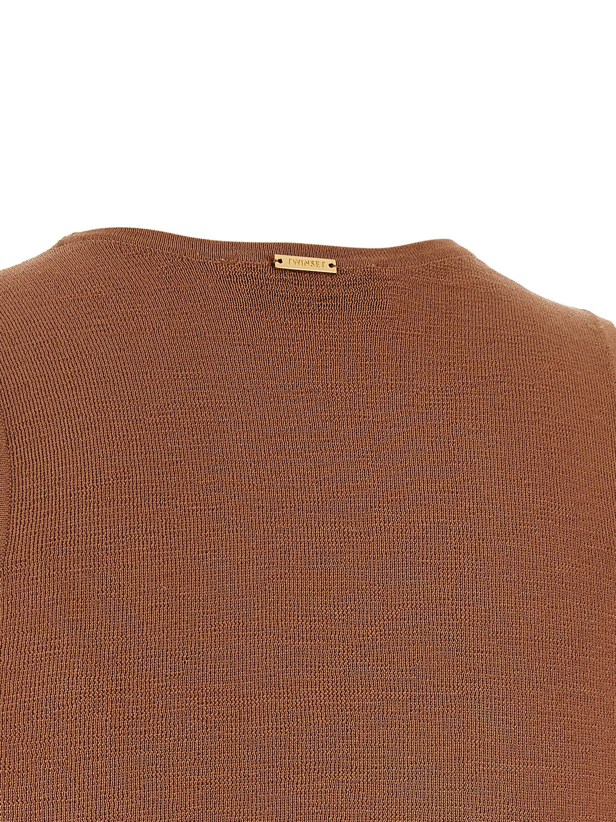 Twinset Brown Cotton Sleeveless T-Shirt