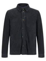 Pal Zileri Blue Leather Leather Jacket