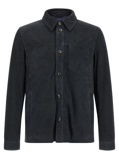Pal Zileri Blue Leather Leather Jacket