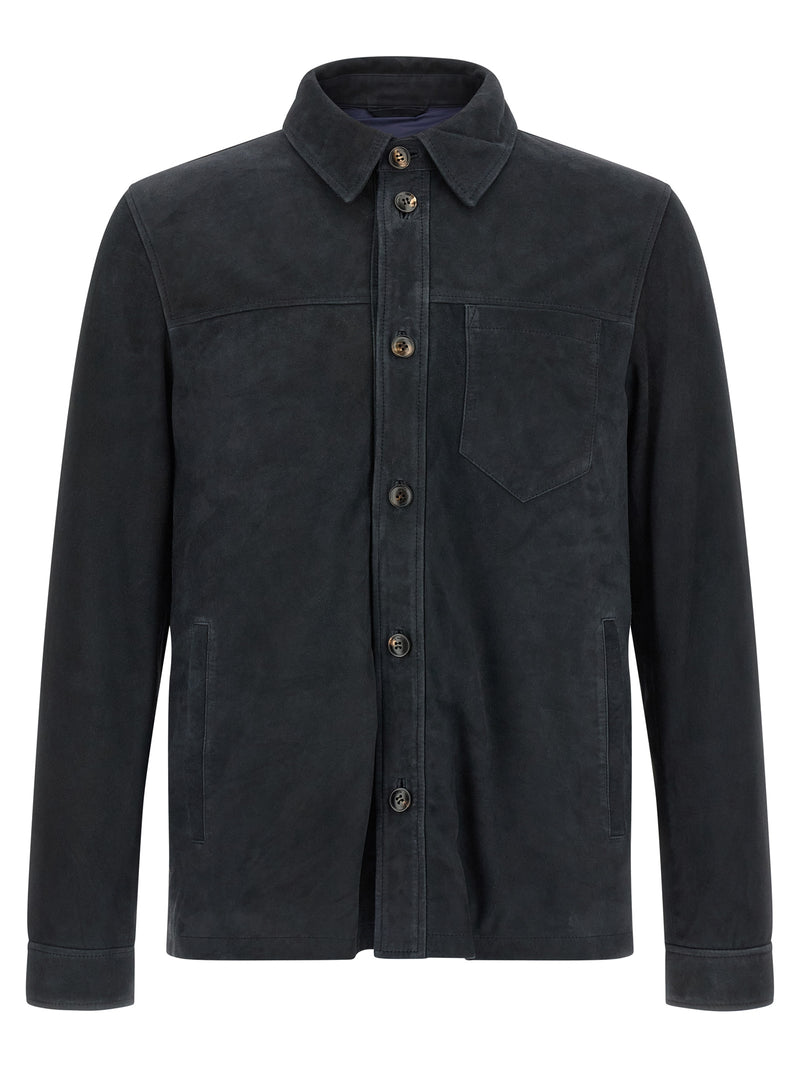 Pal Zileri Blouson en cuir bleu