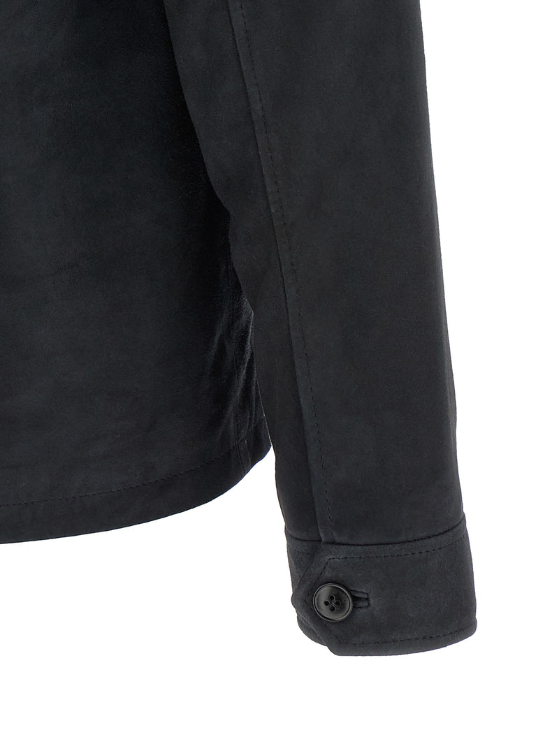 Pal Zileri Blouson en cuir bleu