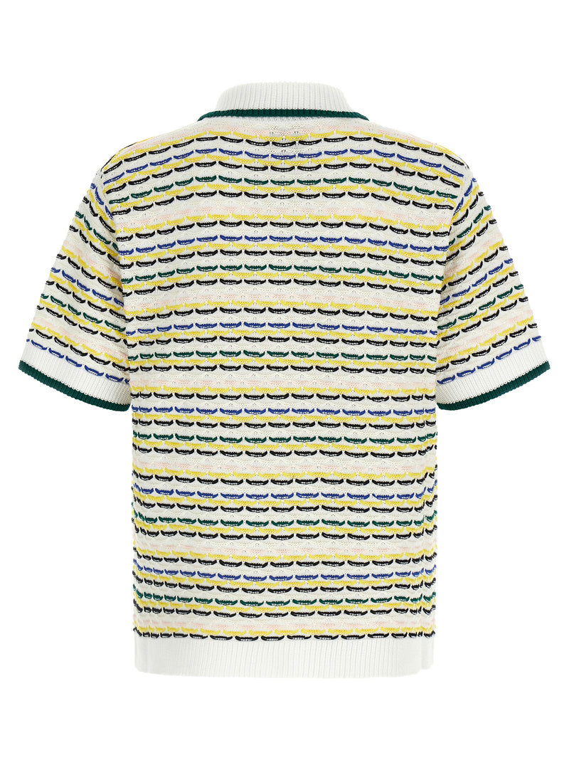 Casablanca Multicolor Cotton Blouse - Tuck Stitch Short Sleeve