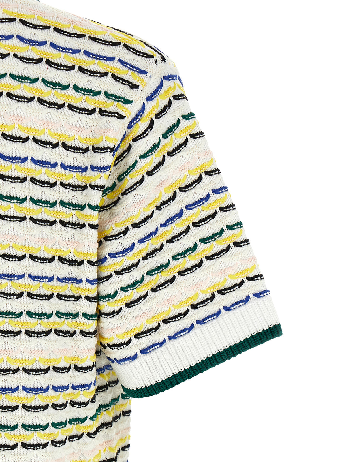 Casablanca Multicolor Cotton Blouse - Tuck Stitch Short Sleeve