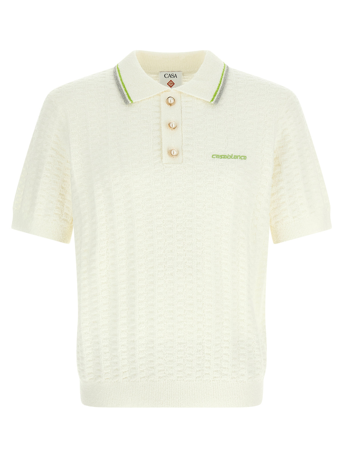 Casablanca White Cotton Polo Shirt - Tennis Bouclé