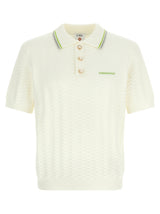 Casablanca White Cotton Polo Shirt - Tennis Bouclé