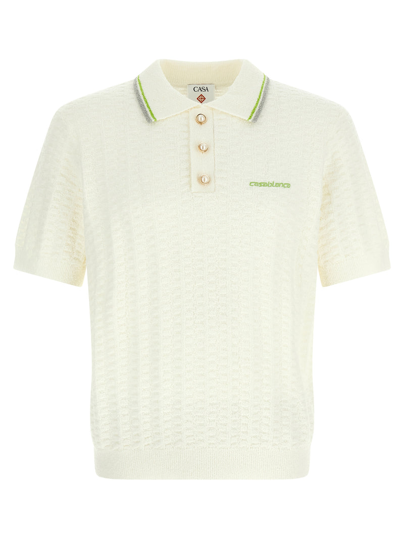 Casablanca White Cotton Polo Shirt - Tennis Bouclé Style