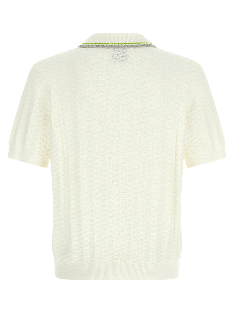 Casablanca White Cotton Polo Shirt - Tennis Bouclé Style