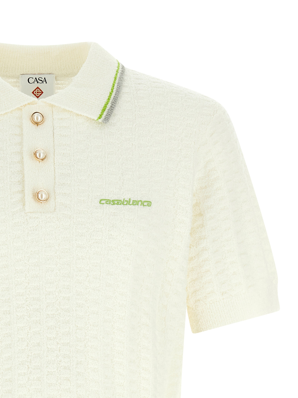 Casablanca White Cotton Polo Shirt - Tennis Bouclé