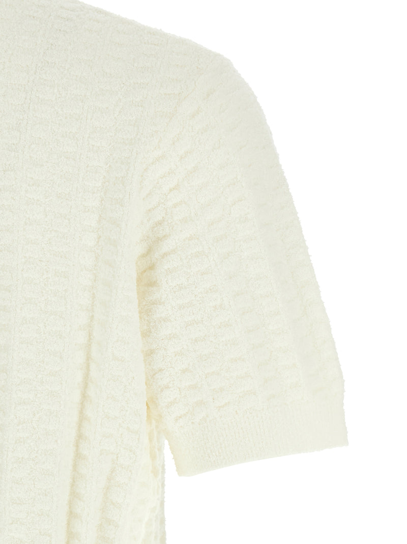 Casablanca White Cotton Polo Shirt - Tennis Bouclé Style