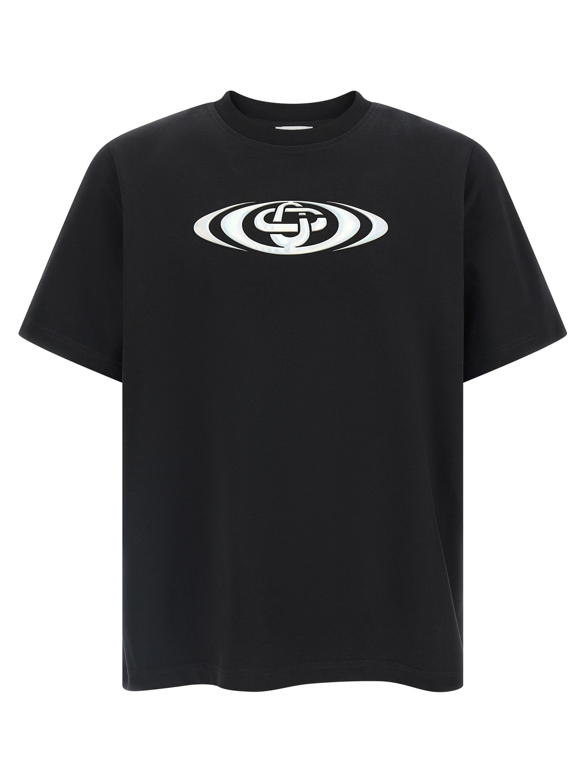 Casablanca Black Organic Cotton T-Shirt - Warped Logo Design