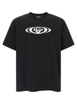 Casablanca Black Organic Cotton T-Shirt - Warped Logo Design