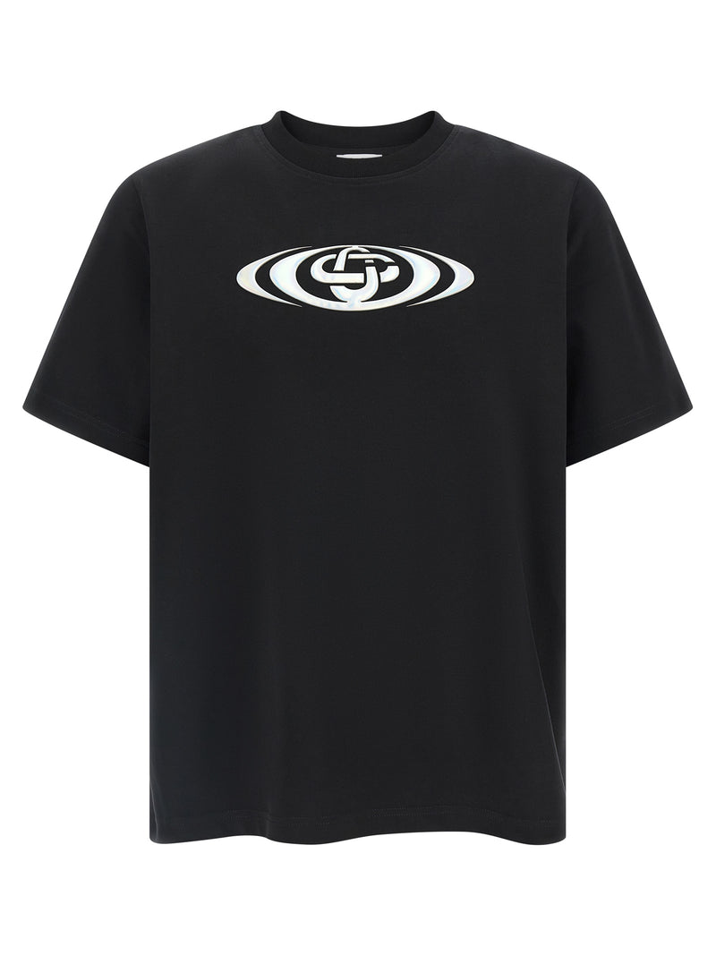 Casablanca Black Organic Cotton T-Shirt - Warped Logo Design