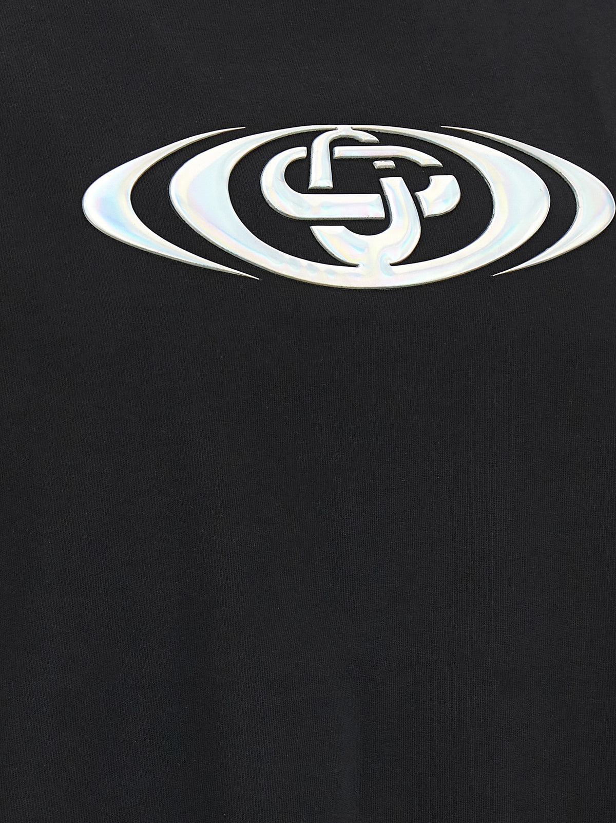 Casablanca Black Organic Cotton T-Shirt - Warped Logo Design