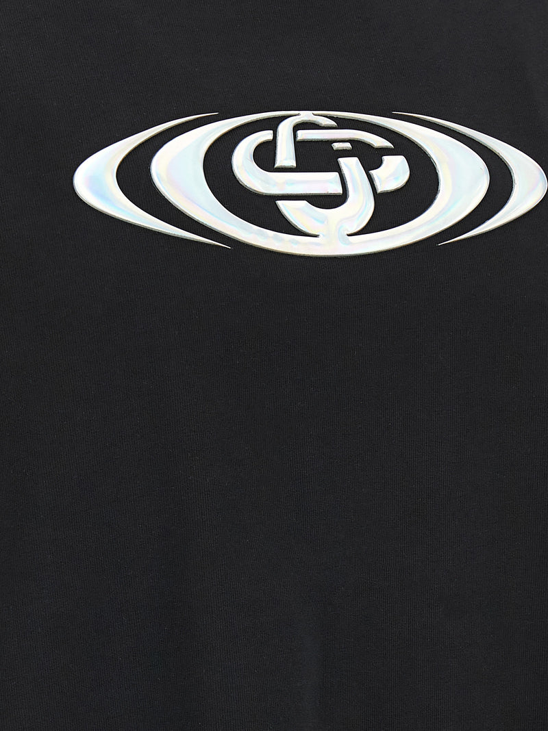 Casablanca Black Organic Cotton T-Shirt - Warped Logo Design