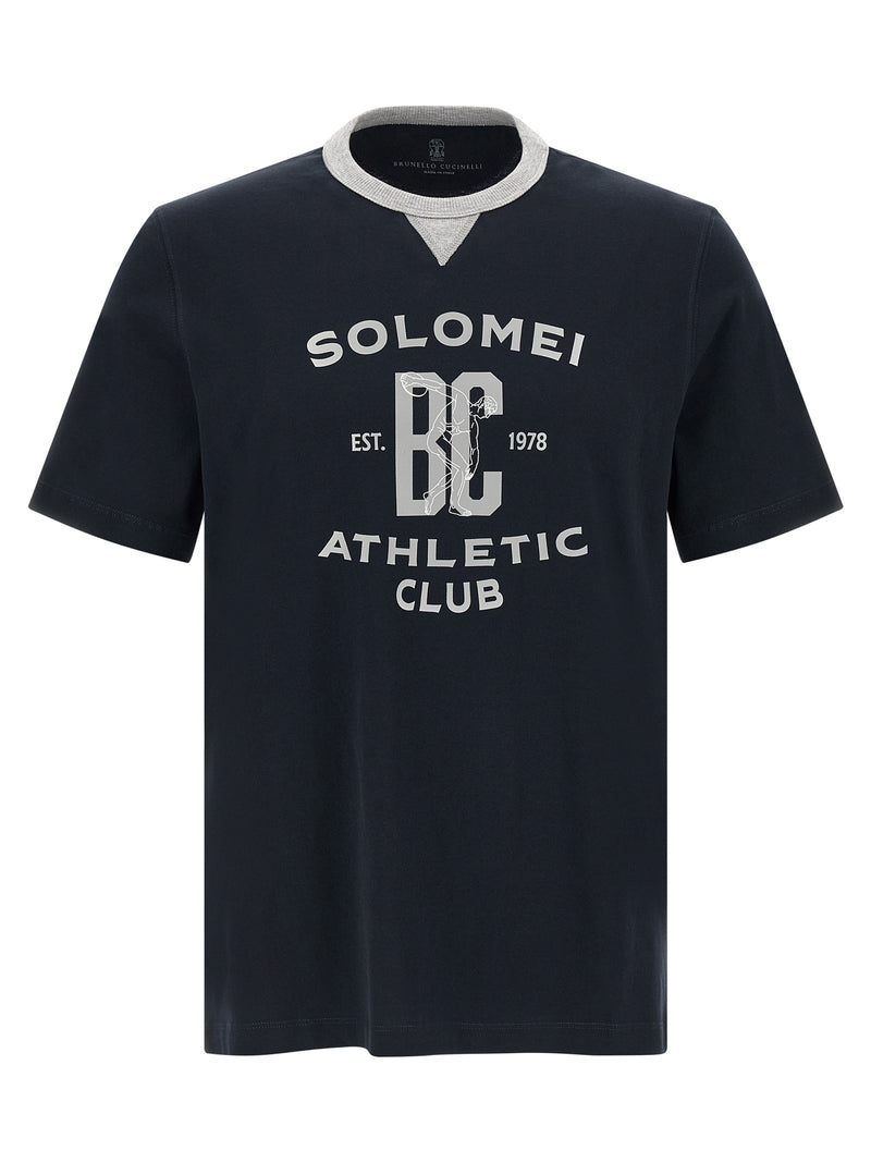 Brunello Cucinelli Blue Cotton T-Shirt for Men