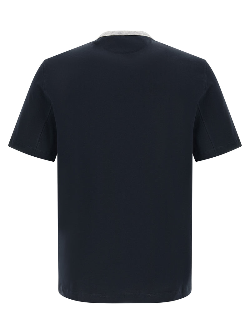 Brunello Cucinelli Blue Cotton T-Shirt for Men