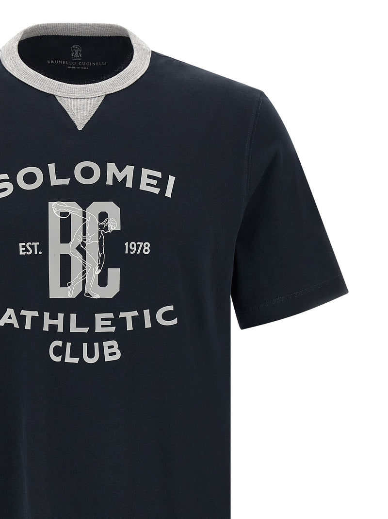 Brunello Cucinelli Blue Cotton T-Shirt for Men