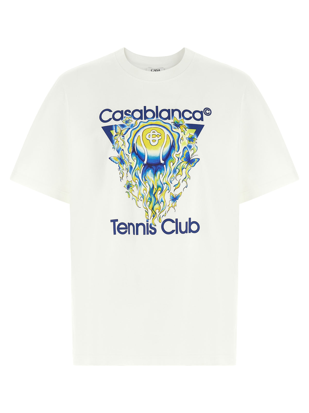 Casablanca White Organic Cotton T-Shirt - Tennis Club Icon