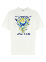 Casablanca White Organic Cotton T-Shirt - Tennis Club Icon