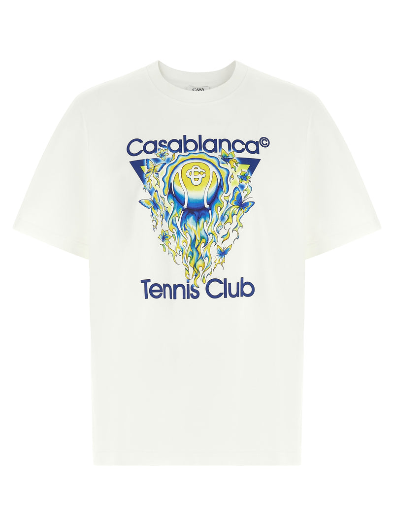 Casablanca White Organic Cotton T-Shirt - Tennis Club Icon