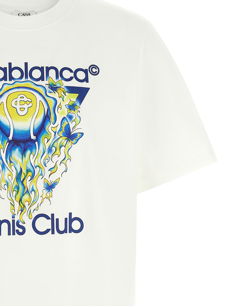 Casablanca White Organic Cotton T-Shirt - Tennis Club Icon