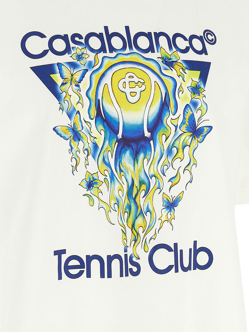 Casablanca White Organic Cotton T-Shirt - Tennis Club Icon