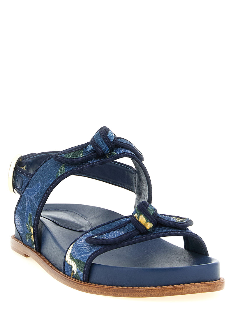Sandales Plates en Cuir Bleu Alexandre Birman - Modèle Clarita
