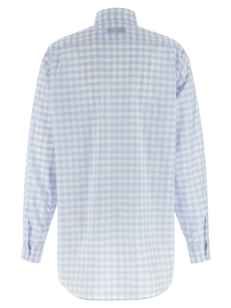 Moschino Blue Cotton Blouse - Elegant Long Shirt with Heart Patch