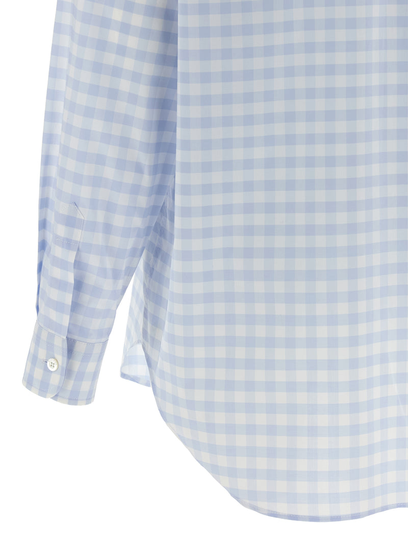 Moschino Blue Cotton Blouse - Elegant Long Shirt with Heart Patch