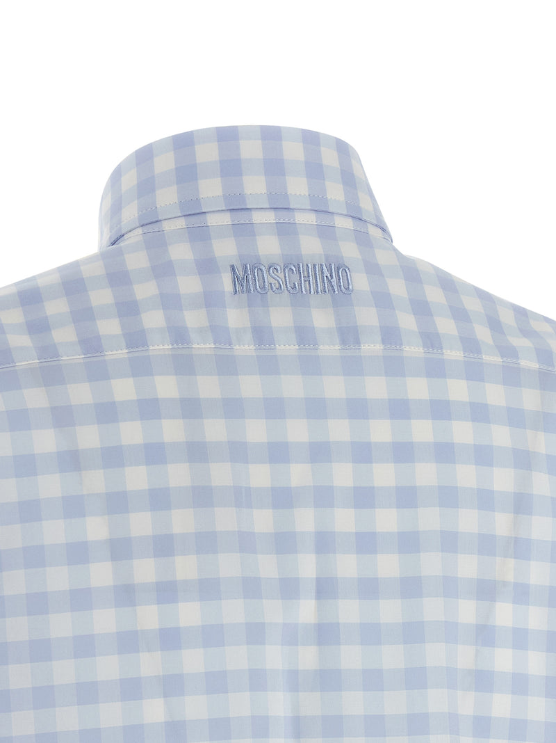 Moschino Blue Cotton Blouse - Elegant Long Shirt with Heart Patch