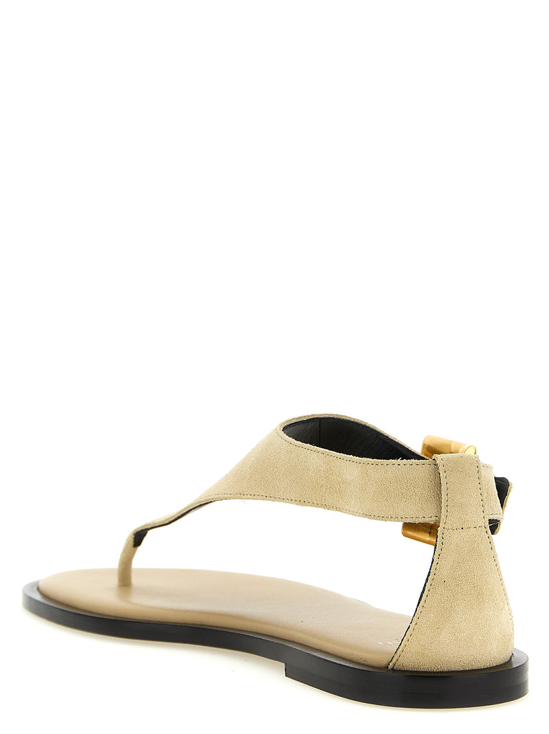 Sandales plates Balmain en cuir de veau beige