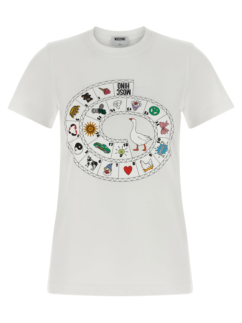 Moschino White Cotton T-Shirt - Gioco dell’Oca Print