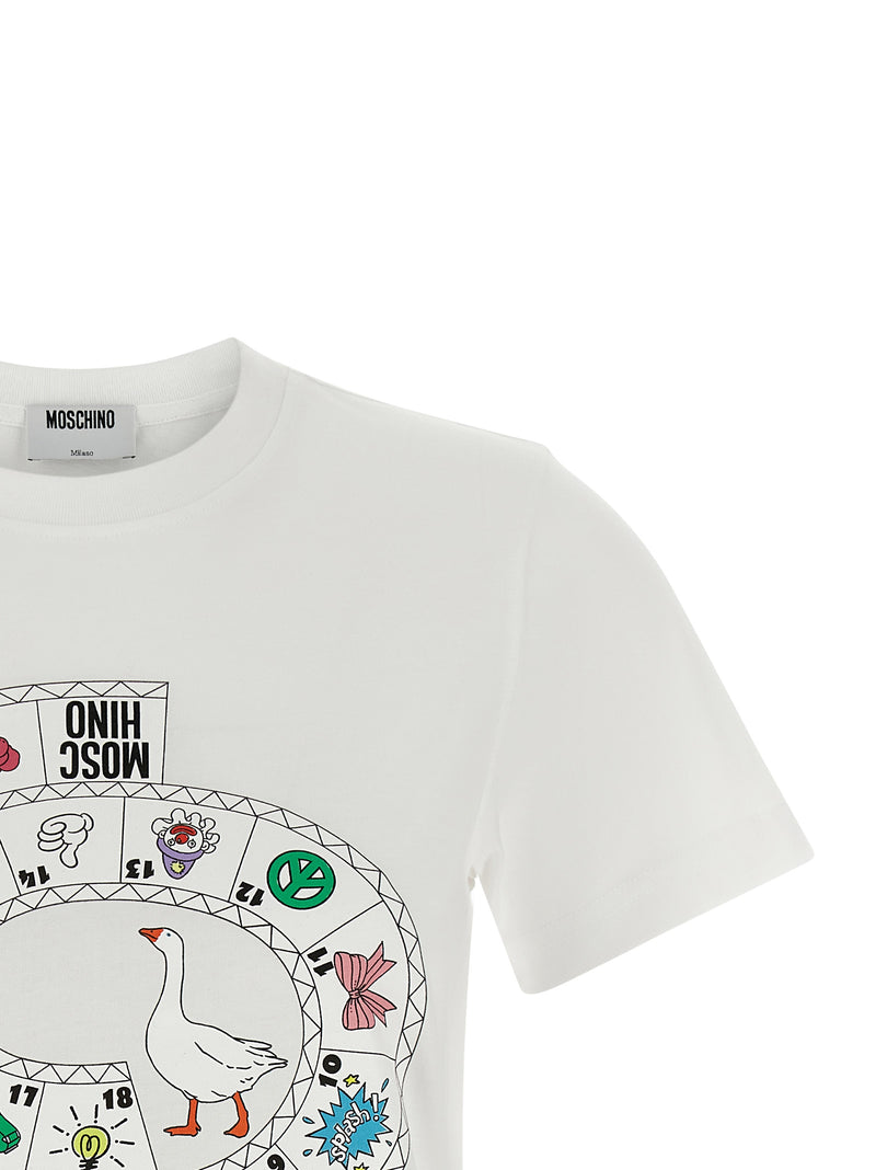Moschino White Cotton T-Shirt - Gioco dell’Oca Print