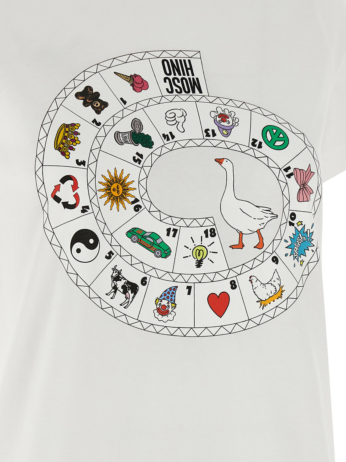 Moschino White Cotton T-Shirt - Gioco dell’Oca Print