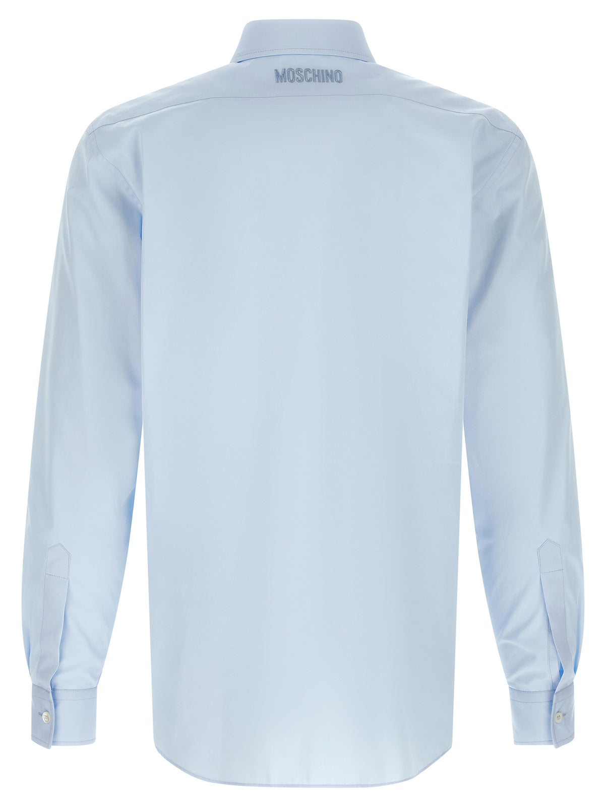 Moschino Blue Cotton Blouse with Trompe-l’œil Print