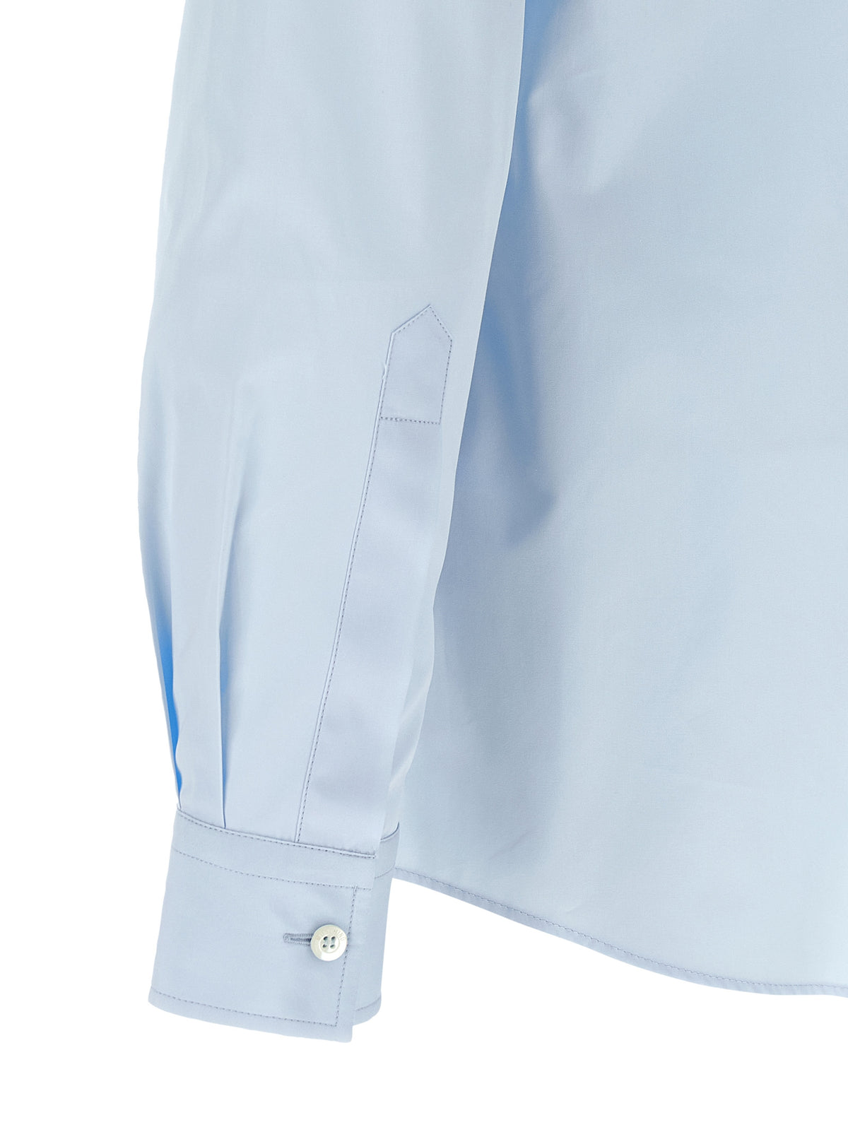 Moschino Blue Cotton Blouse with Trompe-l’œil Print