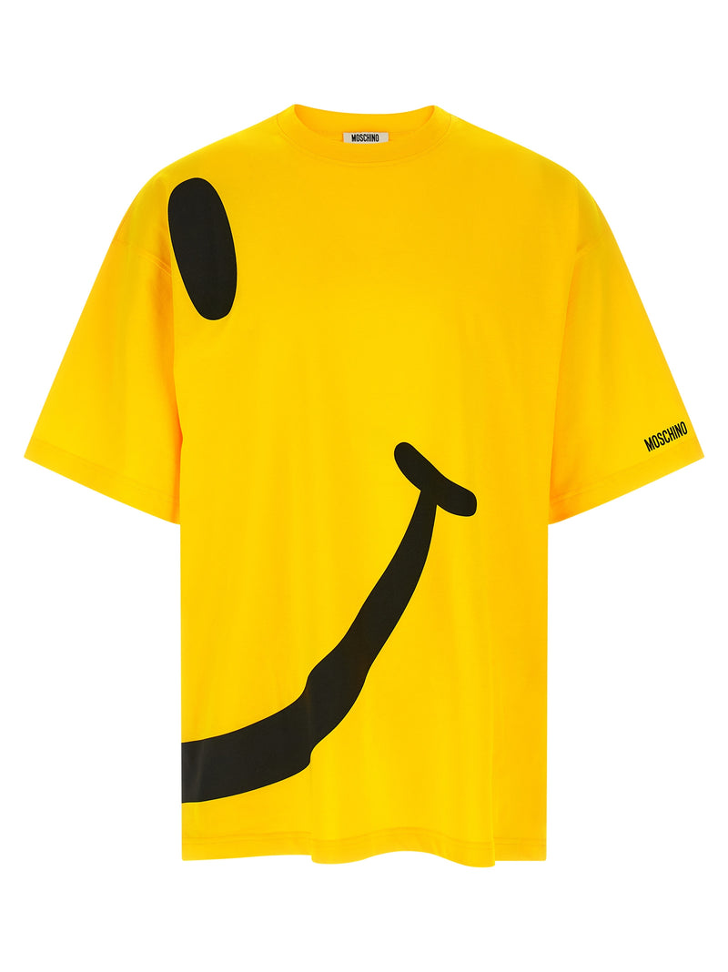 T-shirt en coton bicolore Moschino avec imprimé Smiley®