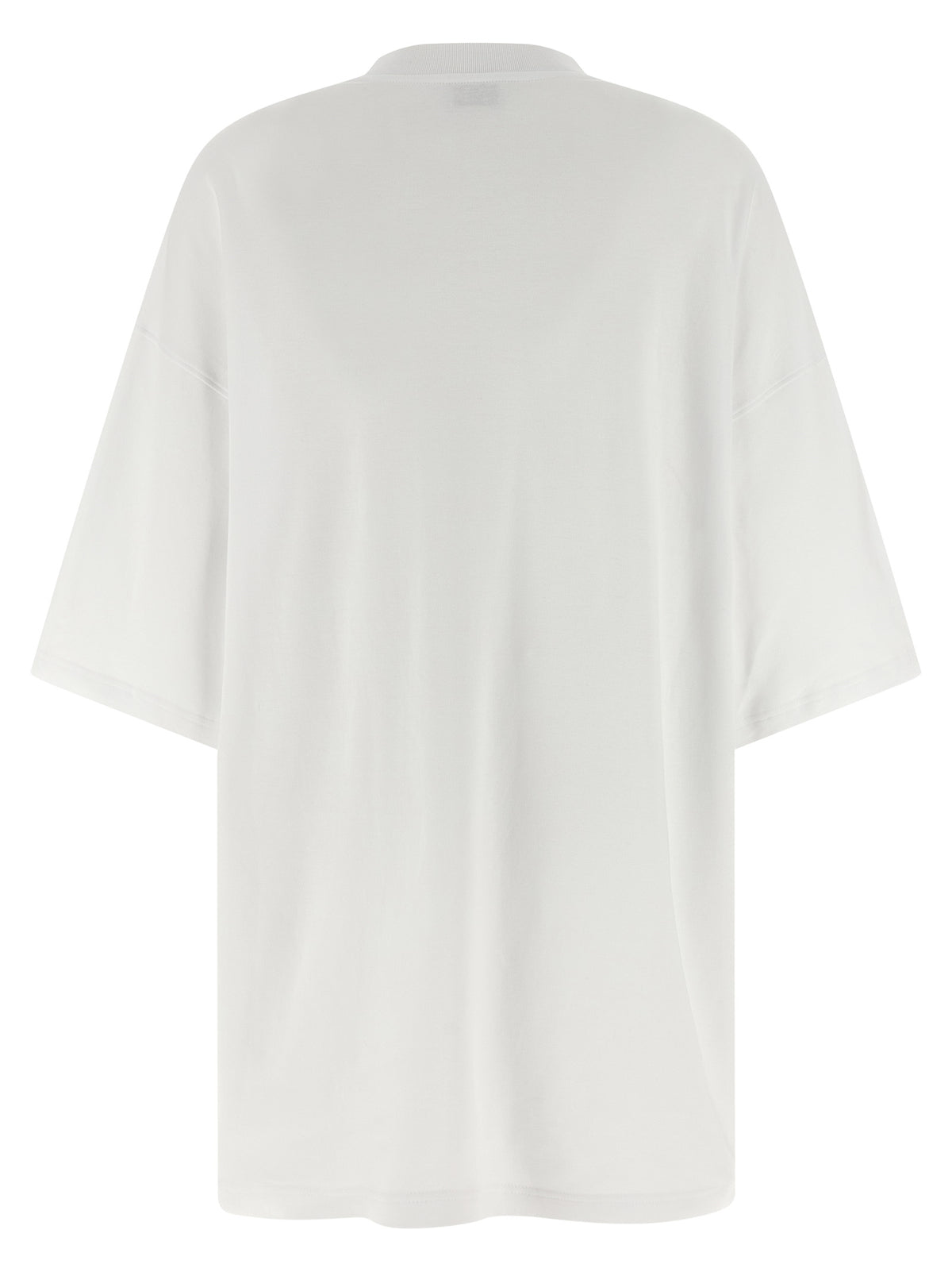 Moschino White Cotton Short Dress with Goose Print