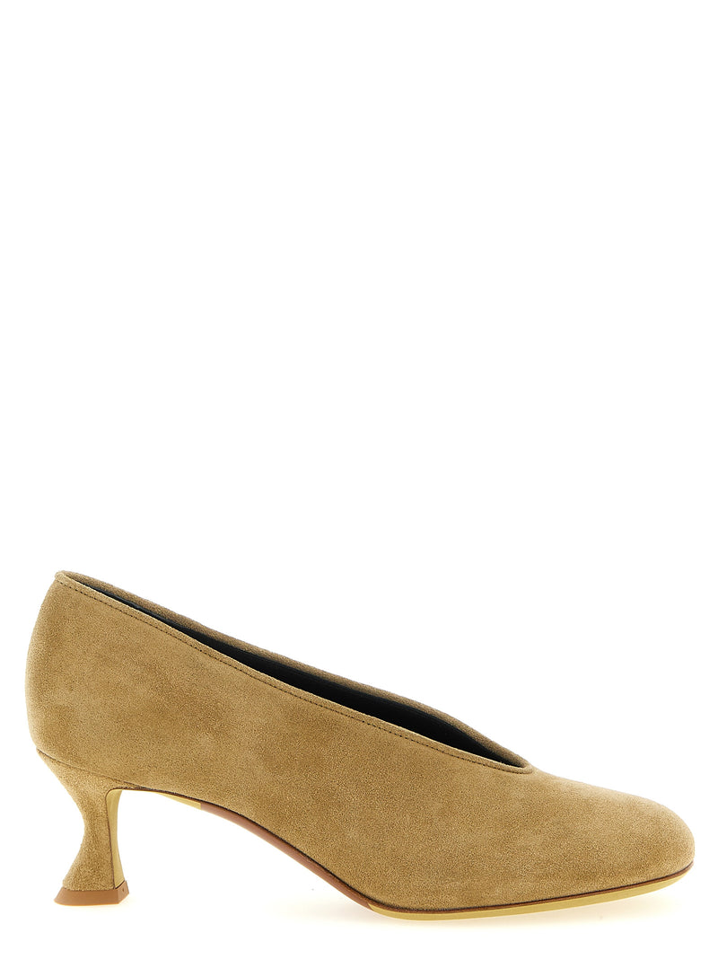 Moschino Beige Calfskin Mid Heel Pumps for Women