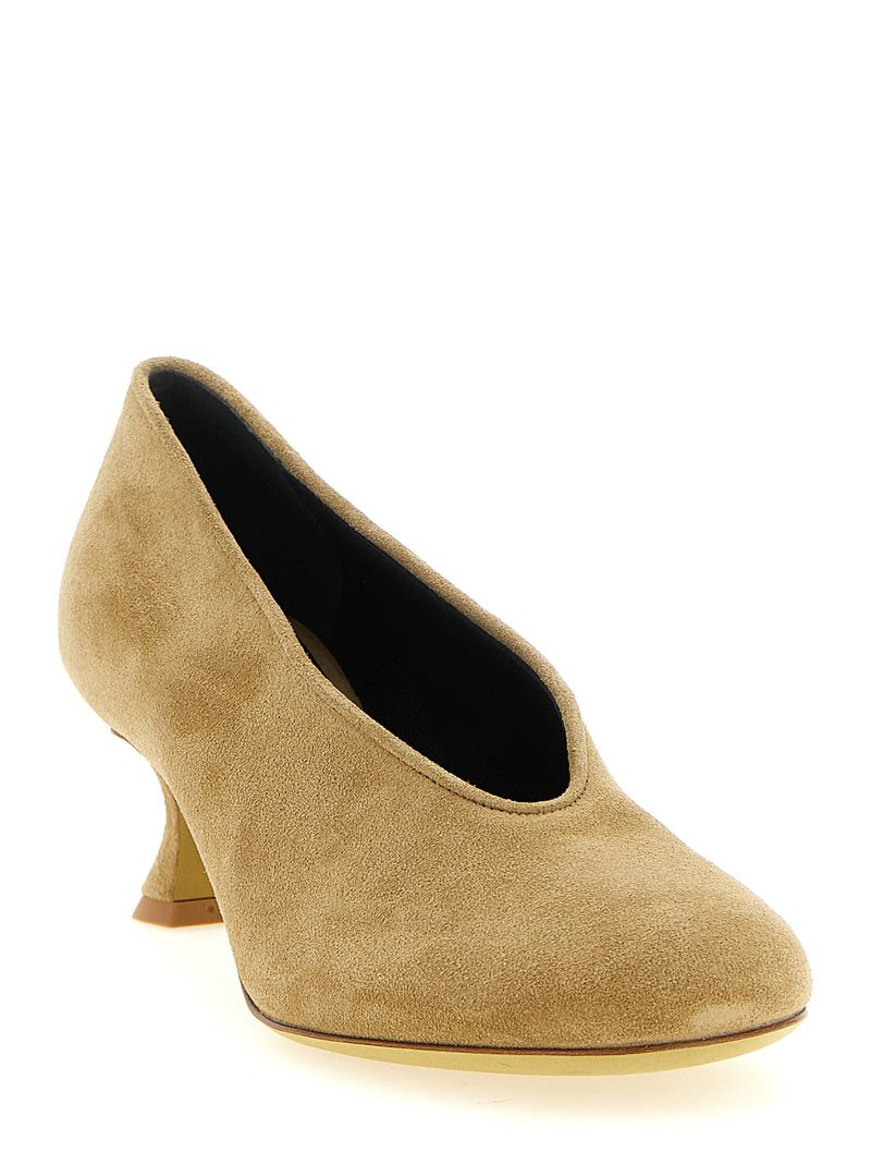 Moschino Beige Calfskin Mid Heel Pumps for Women