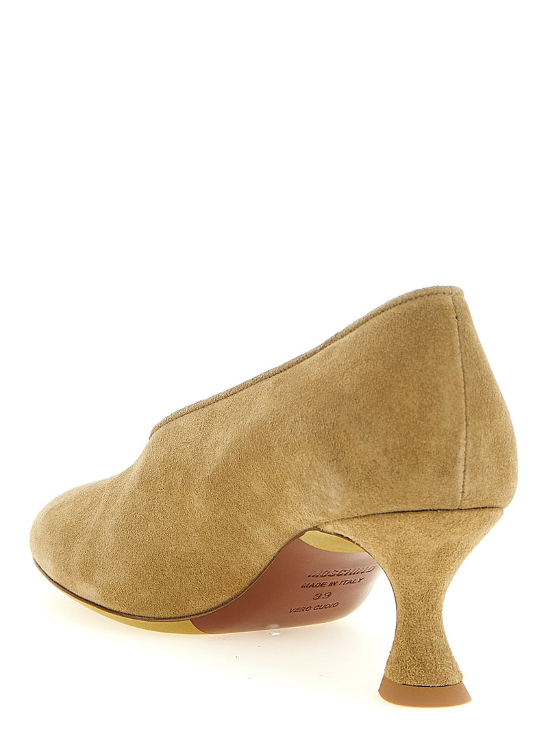 Moschino Beige Calfskin Mid Heel Pumps for Women