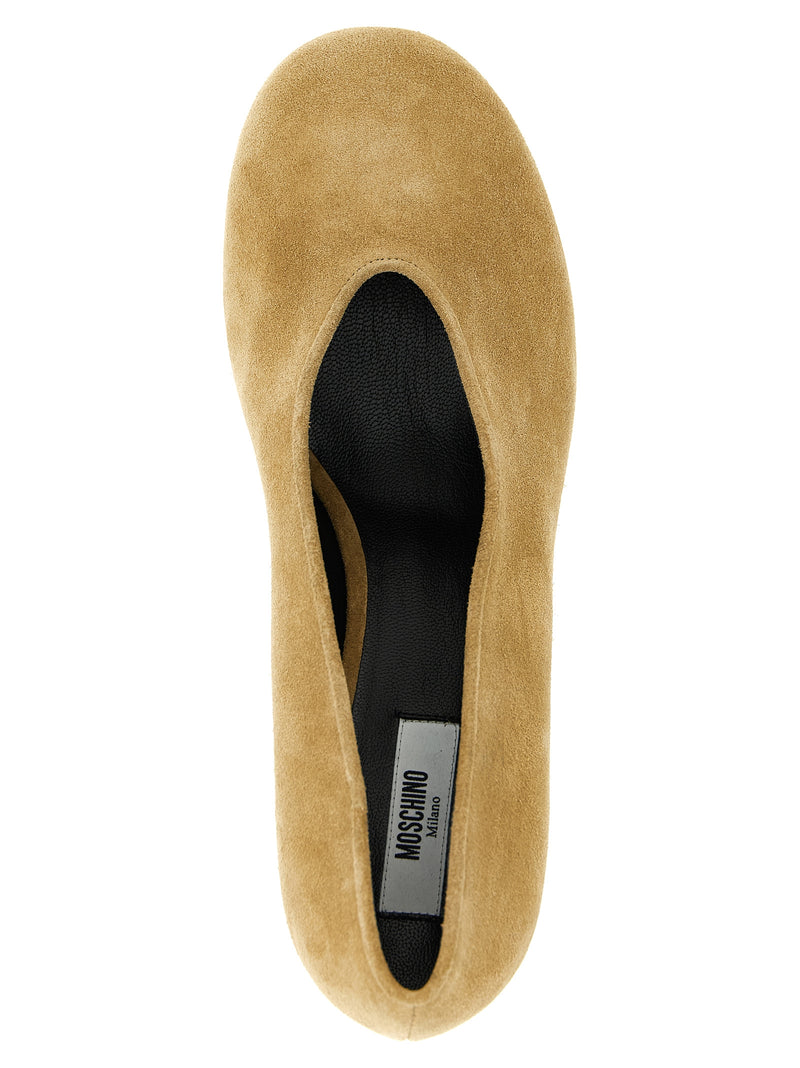 Moschino Beige Calfskin Mid Heel Pumps for Women
