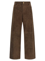 'S Max Mara Brown Lamb Leather Casual Pants