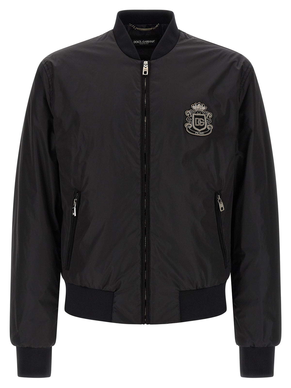 Dolce & Gabbana Black Polyamide Bomber Jacket for Men